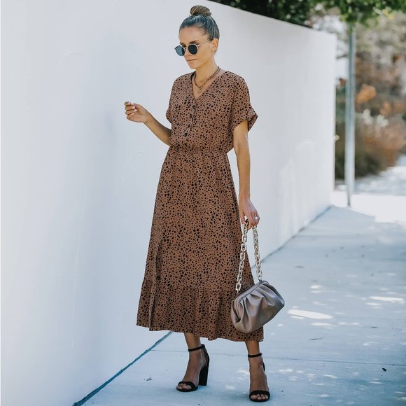 ePretty Dresses & Skirts - LAST ONE! ePretty Brown/Black Leopard Print Midi Dress SMALL